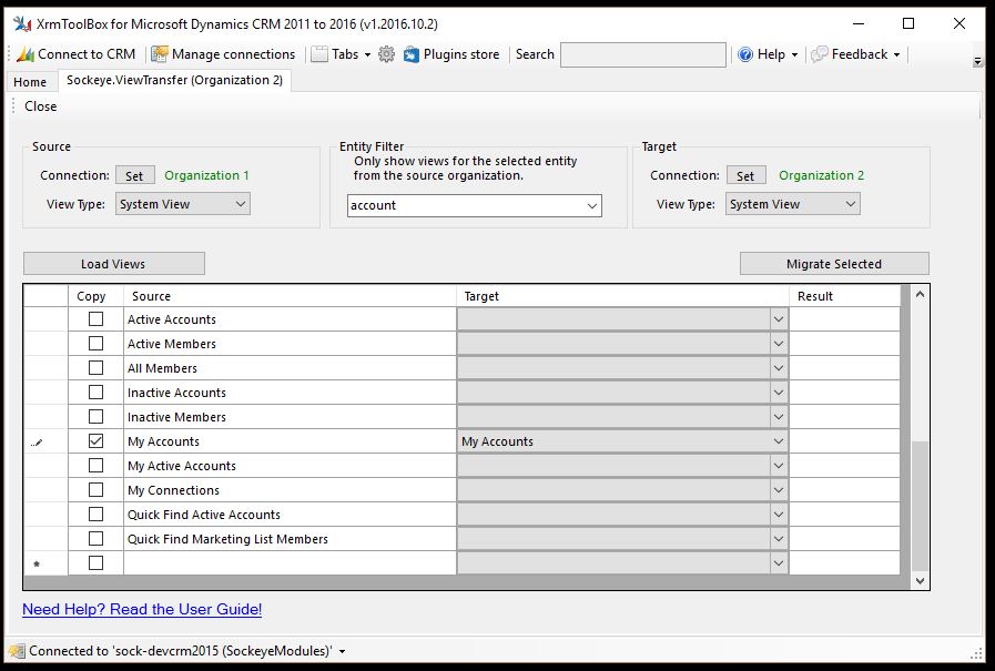 Account Loaded Vews Transfer View