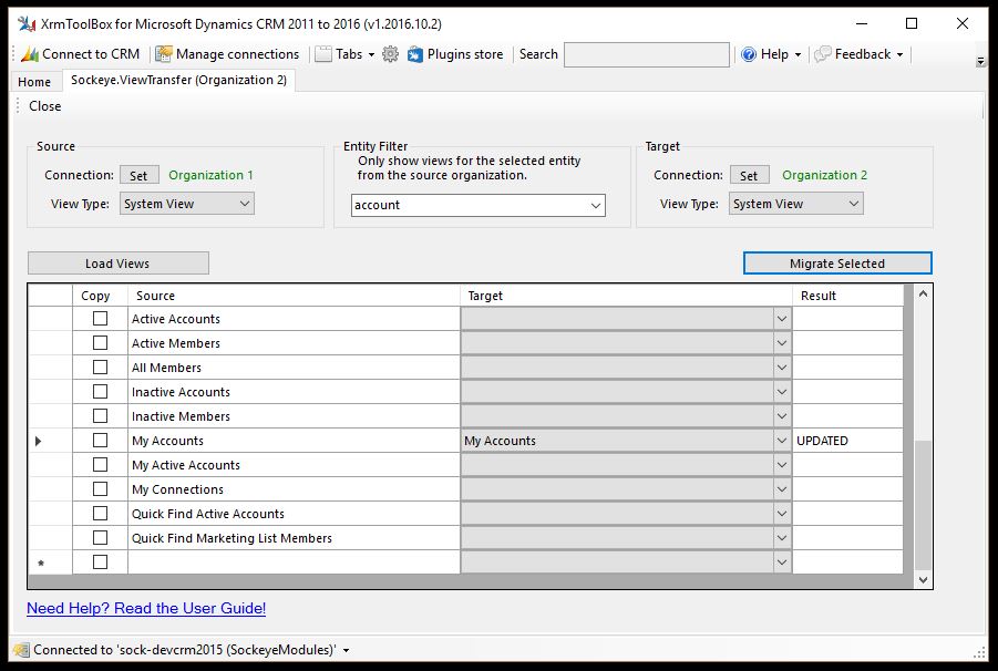 Account Migrated Transfer View