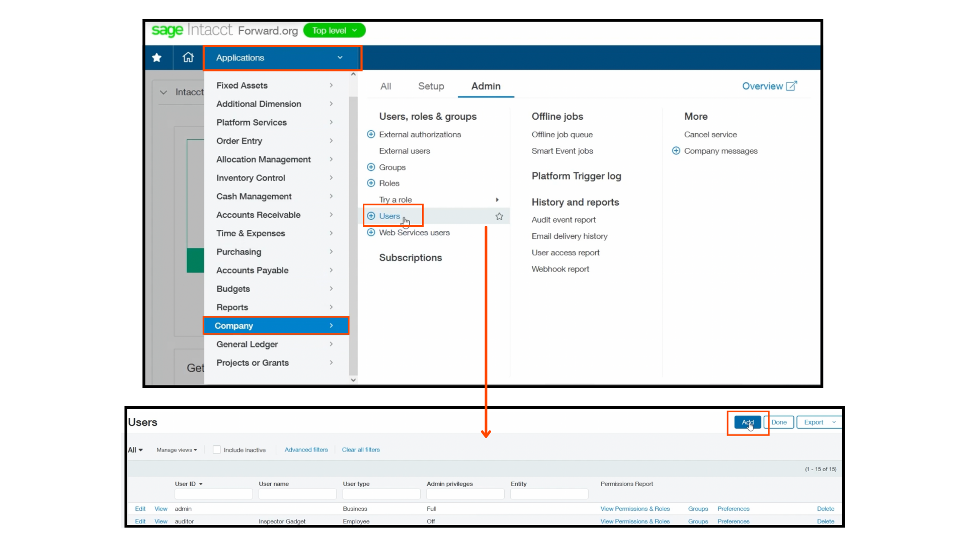 Create User ID in Sage Intacct