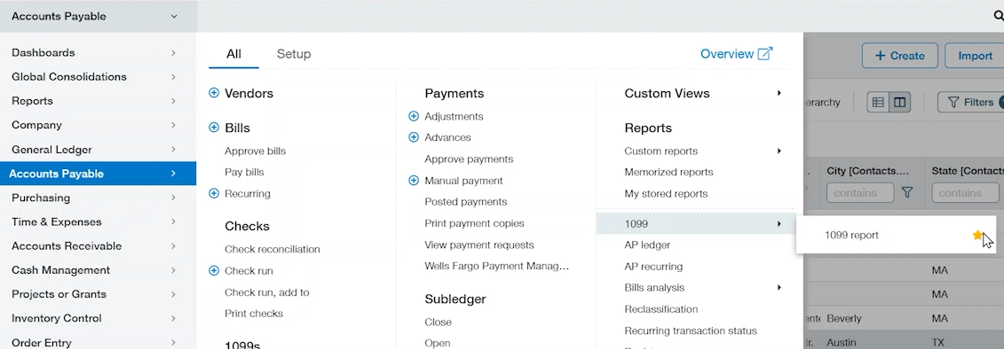 1099 reports in Sage Intacct