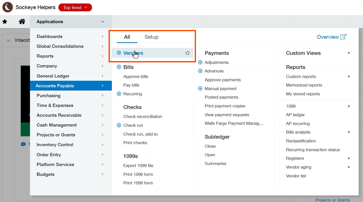 Creating a custom view in Sage Intacct