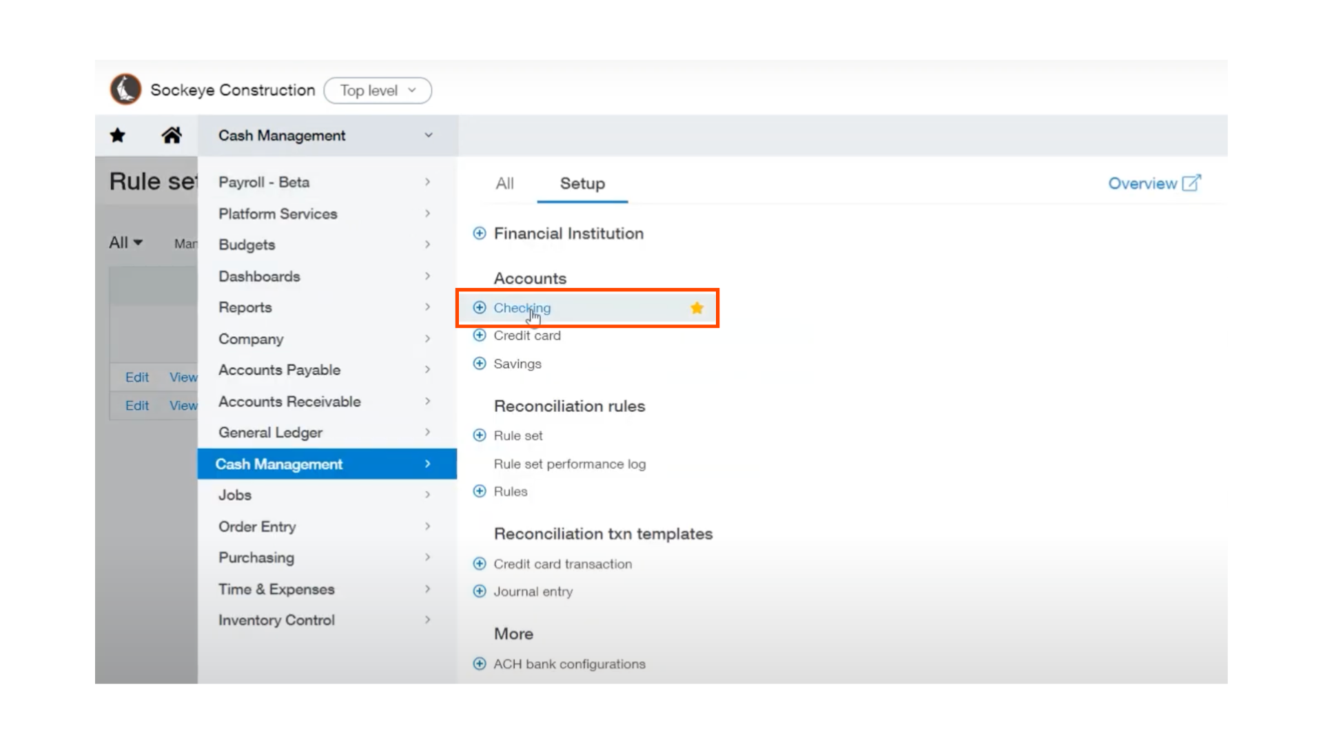 Sage intacct Checking