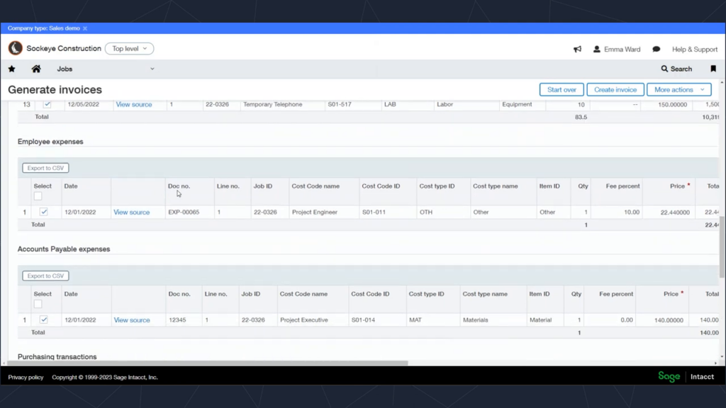 Mastering Invoices with Sage Intacct Construction - Sockeye