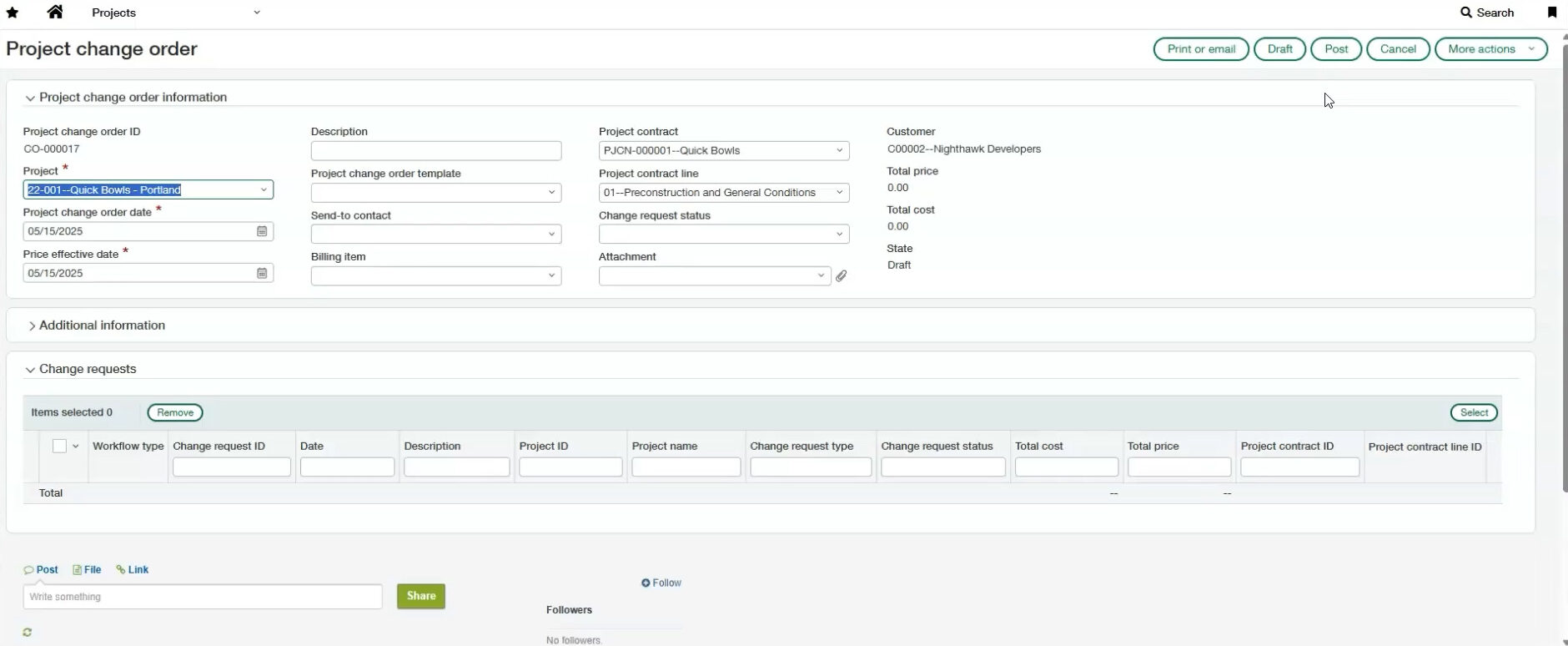 8. One‑step project change orders 8. One‑step project change orders