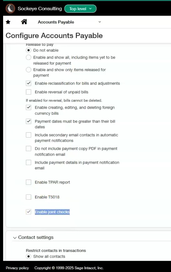 enable joint checks enable joint checks
