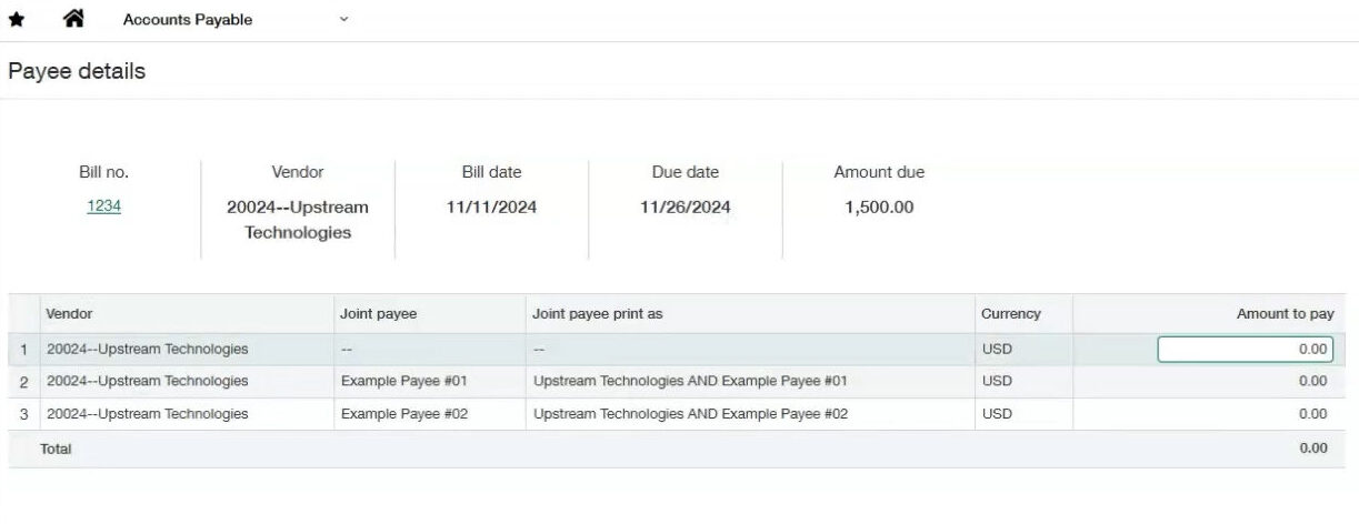 payee details