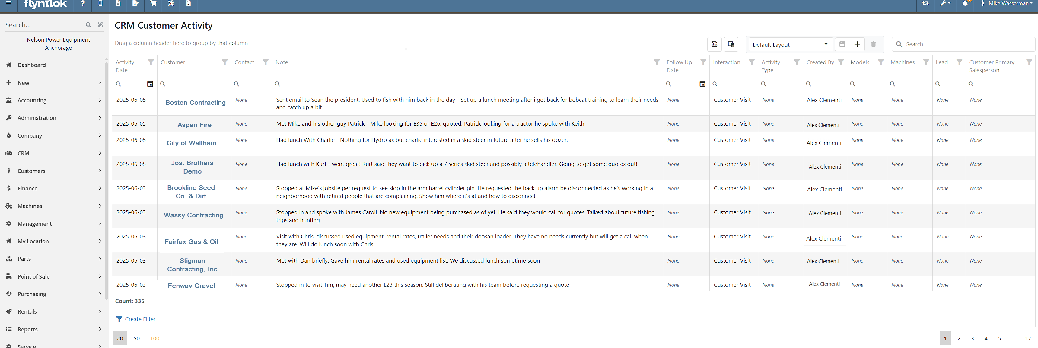 Flyntlok and Sage Intacct: CRM customer activity